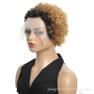 XCCOCO Ombre 1B/27 13x1 Lace Front Pixie Cut Wig Wholesale 100% Brazilian Short Wigs Human Hair Bob Wig For Black Women